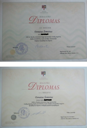 Bakalauro ir magistro diplomai