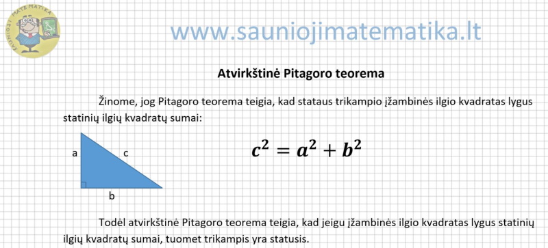 Atvirkštinė Pitagoro teorema (teorija)