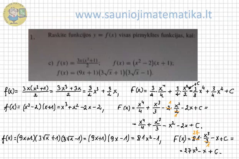 Uždavinys, kur reikia surasti funkcijų pirmykštes funkcijas (1)