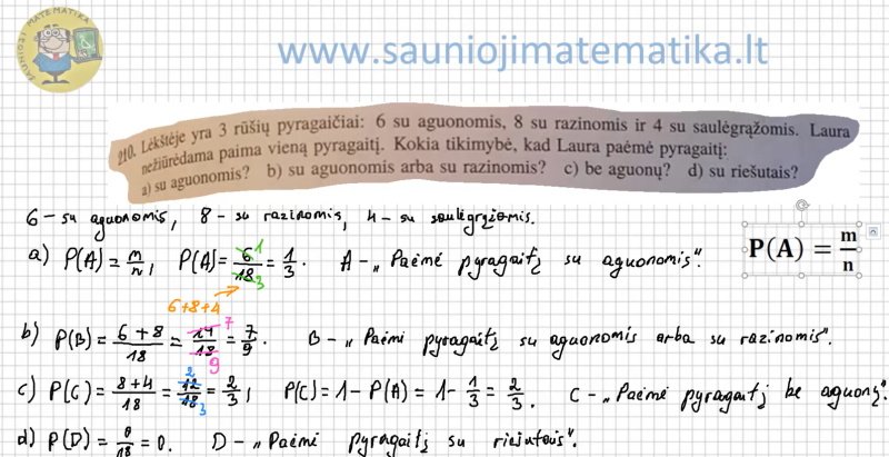 Uždavinio su pyragaičiais sprendimas