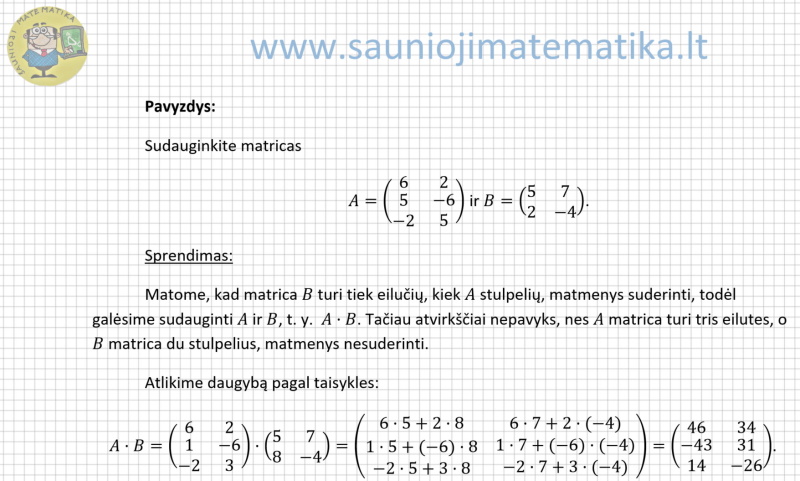 Matricų daugyba (pavyzdys)